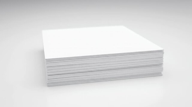 Stack of White Paper Sheets on a White Gradient Background with Soft Lighting and a Simple Clean Look for Office Supplies or Printing Industry