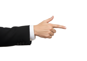 Hand pointing with index finger isolated on transparent background