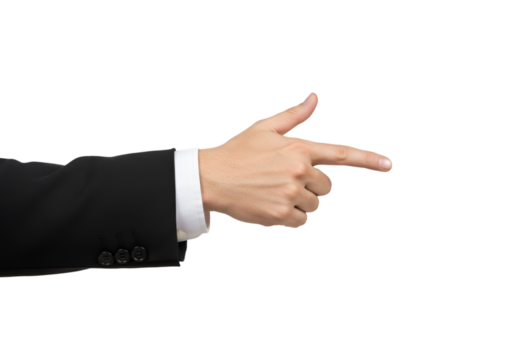 Hand pointing with index finger isolated on transparent background - Powered by Adobe