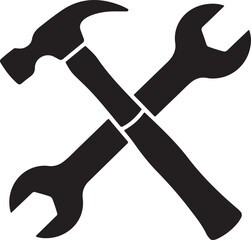 silhouette of hammer in a raised fist silhouette vector design