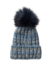 Ribbed knit beanie hat with folded brim isolated on a transparent background image