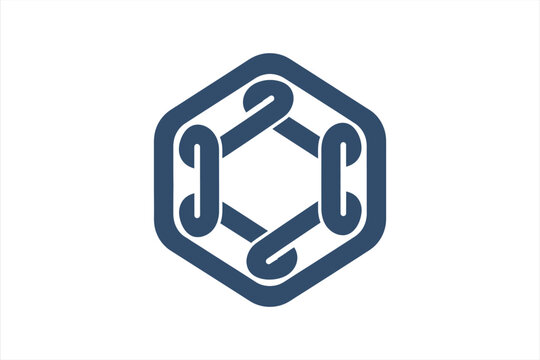 Abstract hexagonal chain link symbol