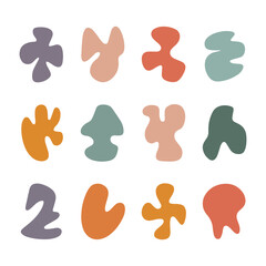 Unique abstract shapes in earthy tones arranged in a grid pattern for modern art inspiration