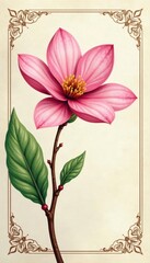 Obraz premium Elegant magnolia line art, vintage wedding invite design, graphics, floral