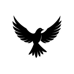 Obraz premium Silhouette of a bird with wings spread on transparent background