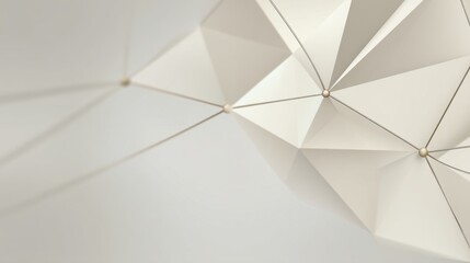 Abstract minimalist geometric background with interconnected triangular shapes and soft light in neutral tones for modern design projects and creative applications