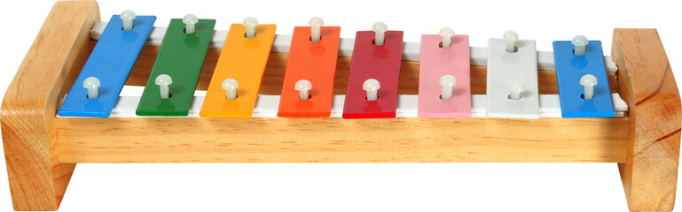 Rainbow xylophone on white background