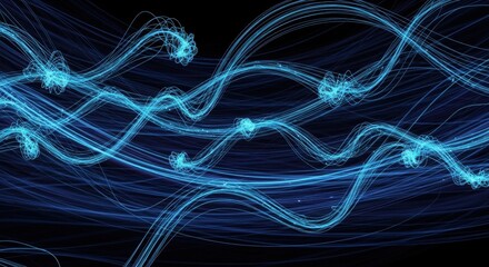 Abstract Swirling Blue Light Lines