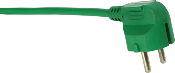 Green electric plug isolated on white background