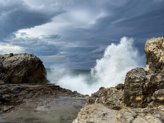 stormy sea and rocks
