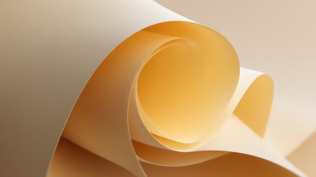 Close-Up of Soft Yellow Paper Curling with Smooth Texture and Gentle Light, Perfect for Creative Projects and Artistry in Design and Photography - Powered by Adobe