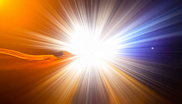 Sunlight dazzling the planets outer space background widescreen vector illustration
