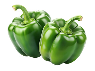 green bell peppers isolated on transparent white background full depth of field clipping path