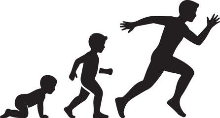 Crawl Walk Run Fly pictogram icon set. Clipart image isolated on white background