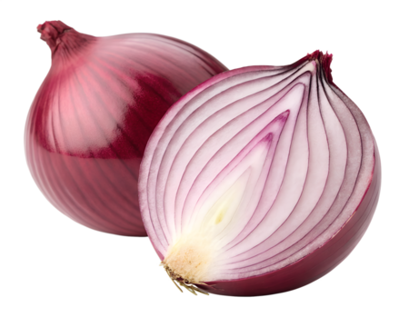  red onions isolated on transparent white background full depth of field clipping path