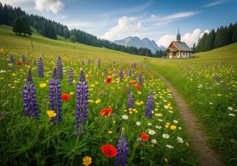 Wildflower Meadow and Mountain Vista