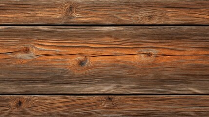 Naklejka premium Close-Up View of Weathered Wooden Planks with Rich Textures and Natural Patterns in Warm Tones on a Rustic Surface