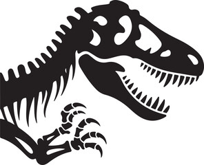 T rex dinosaur skeleton negative space silhouette illustration