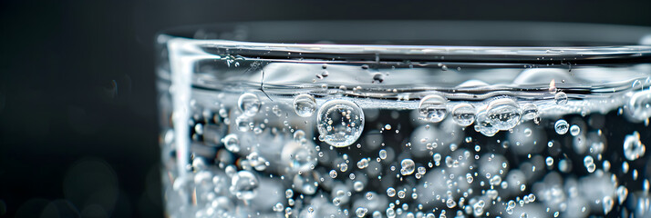 Close-Up of Effervescent Qinine-Infused Tonic Water n Clear Glass Illuminated gainst Neutral Background