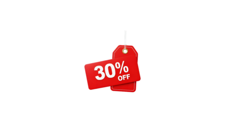 30 Percent OFF Red Price Tags Sale Discount Symbol Graphic