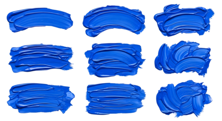 Vibrant blue paint strokes with textured abstract brush details set