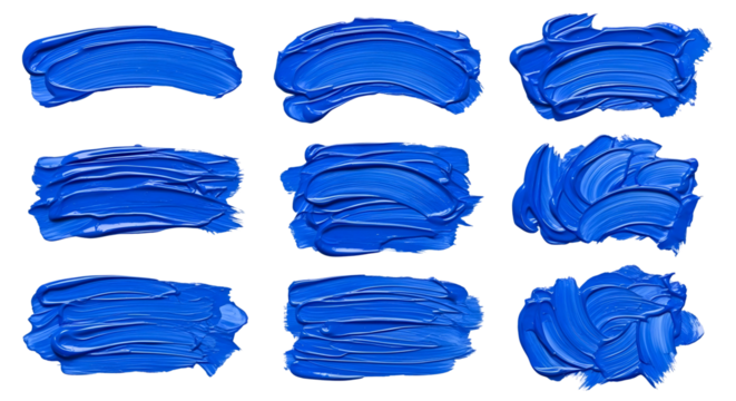 Vibrant blue paint strokes with textured abstract brush details set