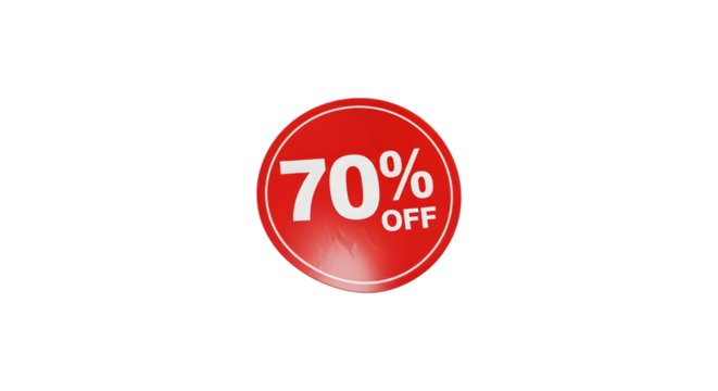70 percent off sale red round sticker promotional label graphic