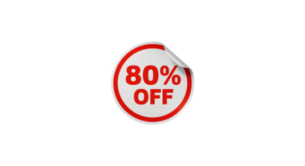 80 Percent Off Discount Sticker Red Sale Tag 3D Render