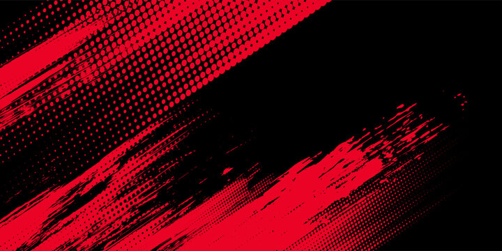 Black and red abstract grunge background with halftone style.