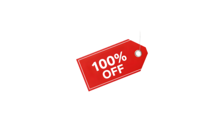 100 Percent Off Red Price Tag Isolated Discount Sale