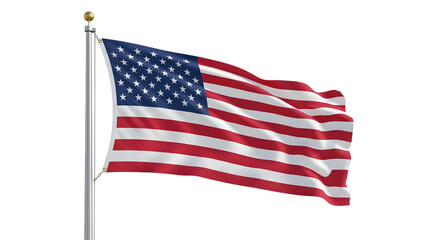 Fototapeta premium American Flag Waving Isolated Black Background Patriotism