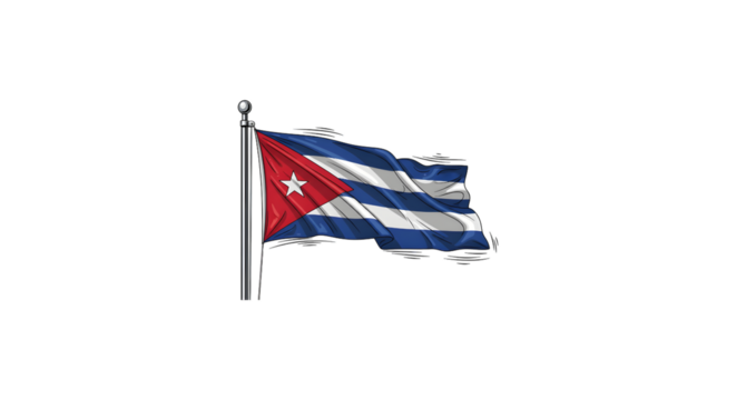 Cuban Flag Waving Detailed Illustration Isolated on Black