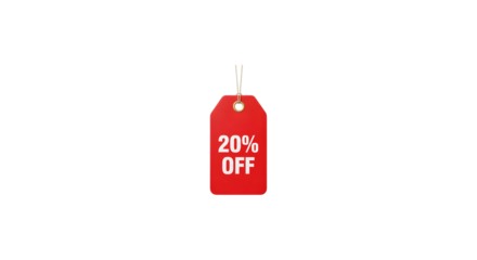 Isolated Red 20 Percent OFF Sale Discount Tag 3D Render