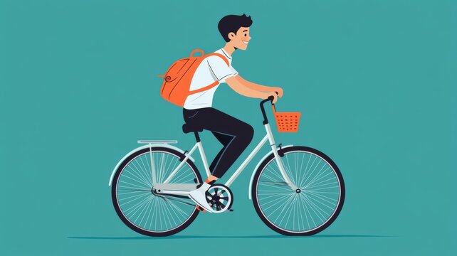 A boy who goes to school by bike. - Powered by Adobe