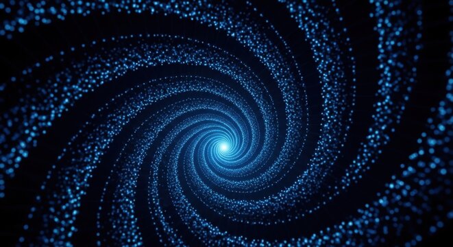 Abstract Blue Particle Spiral Tunnel