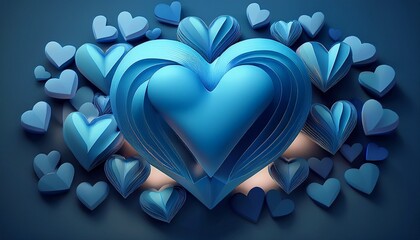 3d social media online platform concept blue heart 3d