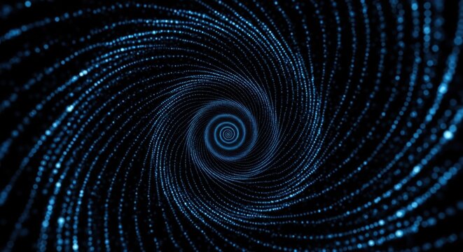Abstract Blue Particle Spiral Tunnel
