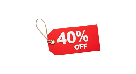 Red 40 percent OFF discount tag isolated shopping promotion