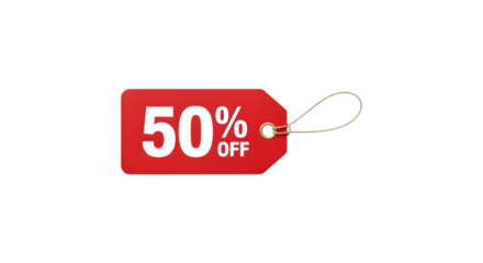 Red 50 Percent Off Sale Tag Promotional Discount Marketing