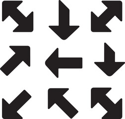 silhouette of Black silhouette arrows. Flat style icons