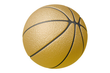 Fototapeta premium 3d gold basketball icon. trophy victory concept. Minimal cartoon trophy award champion ball for sports campaign banner. isolated on white background. 3d render.