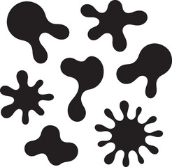 Black paint blots collection of vector icons
