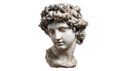 Title: Ancient Greek and Roman Marble Bust Sculpture Isolated on White Background