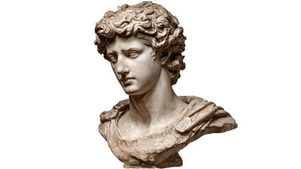 Title: Ancient Greek and Roman Marble Bust Sculpture Isolated on White Background