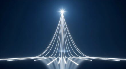 統一ビジョン: 集束する光の道と星が象徴するリーダーシップステージ背景