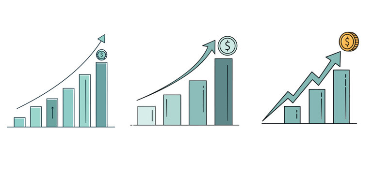 Bar Chart Growth Showing Financial Progress and Investment Returns