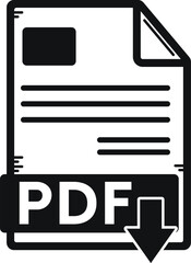 PDF File Icon Vector Illustration - Vintage Detail Line art