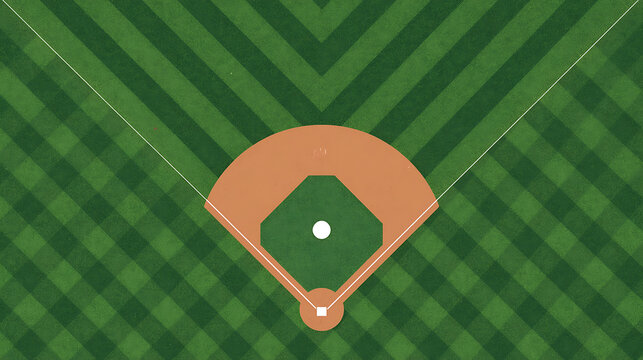 Aerial view of baseball infield with vibrant green grass and home plate ready for game