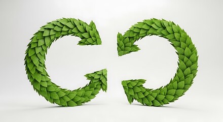 Eco-friendly recycling symbol made of leaves, representing sustainability and environment