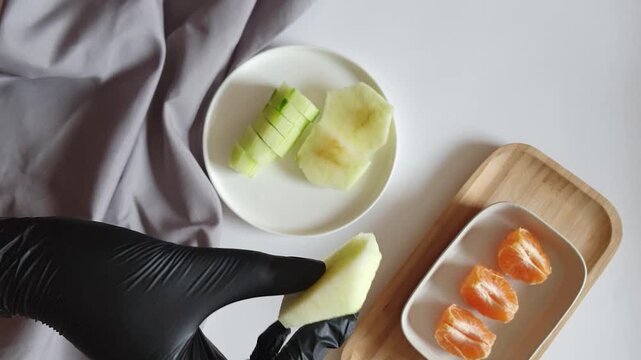 Simple Apple Slices on White Plate &mdash; Modern Minimal Food Styling